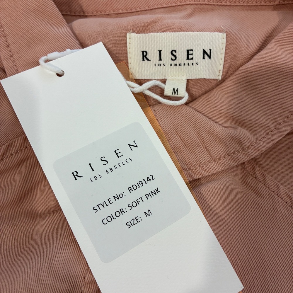 Risen Womens M Tencel Button Up Soft Pink Pocket Shirt Boho Casual Shacket Soft - Picture 12 of 16